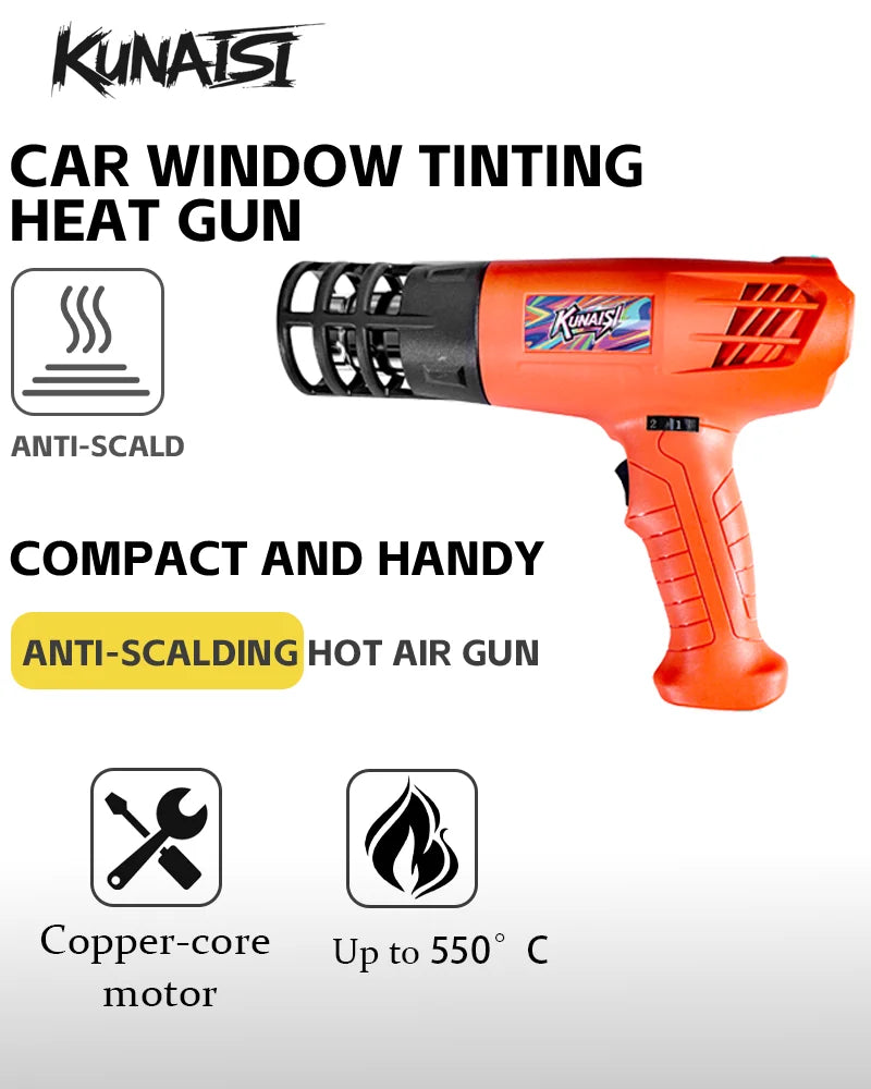 KUNAISI High Power 2000W  Temperature Control 110V/220V  Heat GunTool for Automotive Wrapping & Tinting
