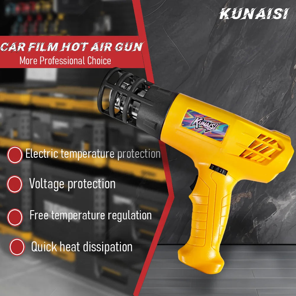 KUNAISI High Power 2000W  Temperature Control 110V/220V  Heat GunTool for Automotive Wrapping & Tinting