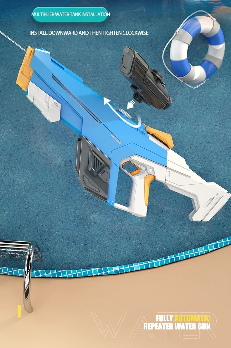 Fully Automatic Suction Water Gun Electric Toy High Pressure Water Blaster Pool Summer Outdoor Beach Pool Battle Party Water Toy