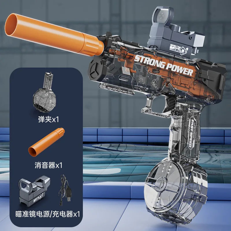 Water Gun Electric Automatic Rapid-Fire High Pressure Rechargeable Water Blaster for Summer Outdoor Water Play Toy for Kids