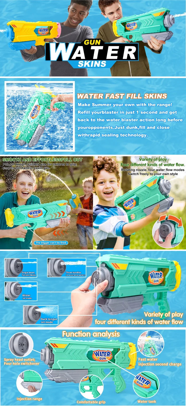 New Air Pressure Manual Water Gun, Random Color, Essential Outdoor Water Toy for Kids