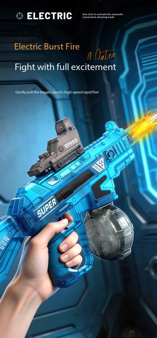 Electric Water Gun With Flame Light Effect High Pressure Rapid Fire Squirt Gun Blaster For Beach Outdoor Water Fighting Play ﻿