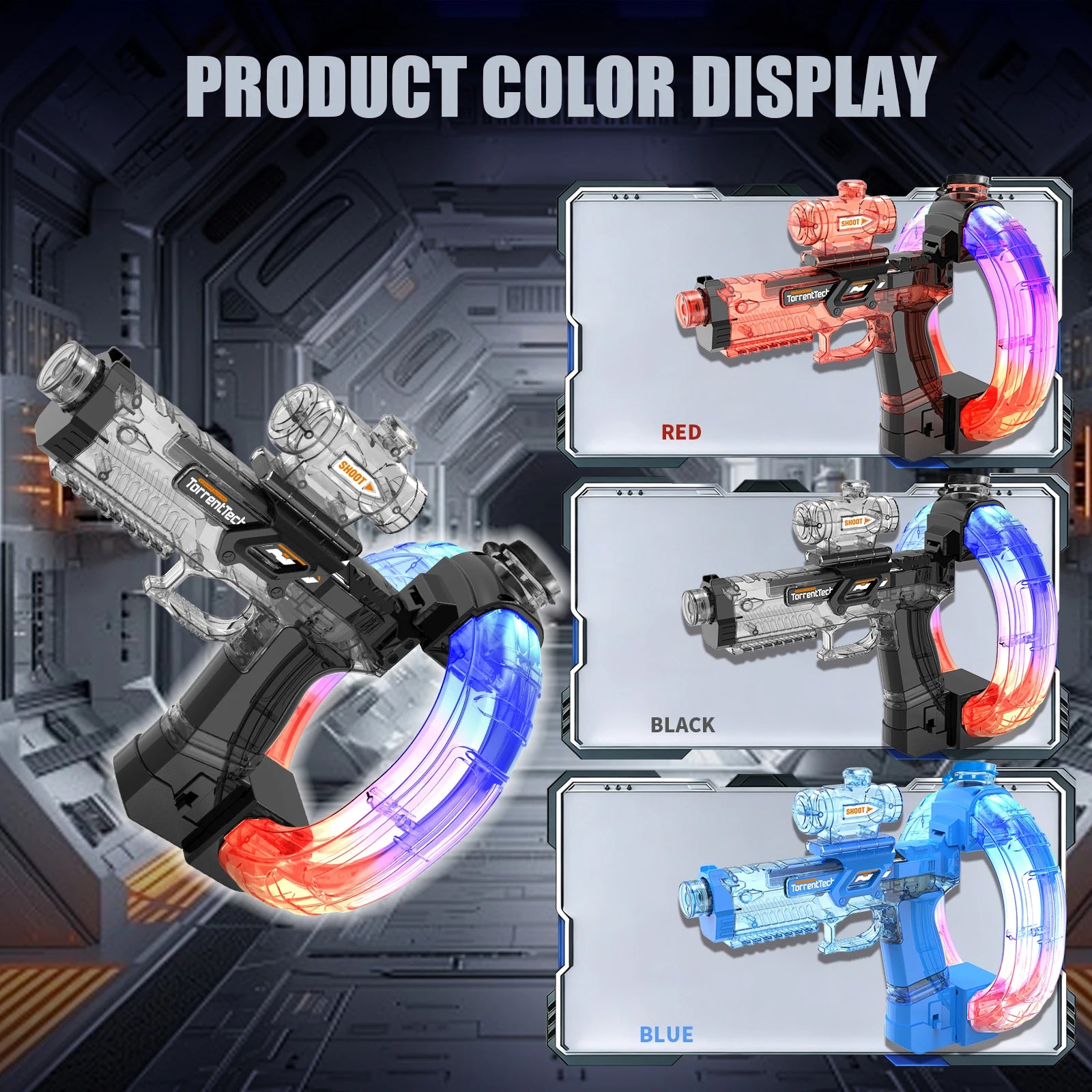 Children Automatic Squirt Blaster Toy 800ml Water Tank Squirt Gun Christmas Birthday Gifts for Children and Adult