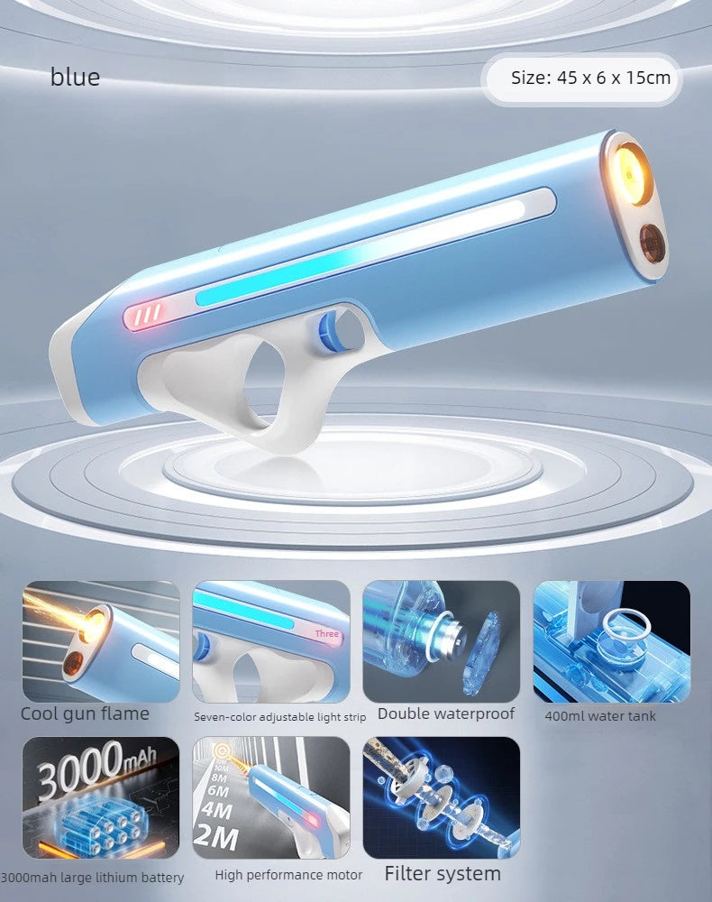Electric Water Gun Toy Cool LED Automatic Absorb Water Shooting High Pressure Water Spray Summer Outdoor Toy for Adult Boy Gifts