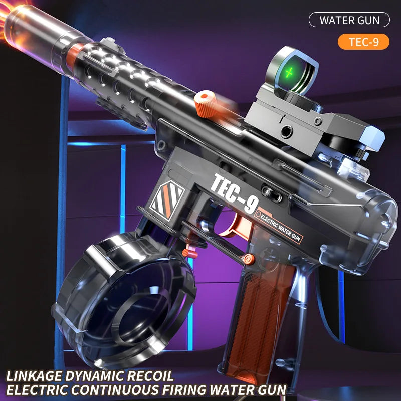 Electric Water Gun Toy Continuous Shooting with Firelight Large Capacity Water Pistol Summer Beach Outdoor Fun Game for Children