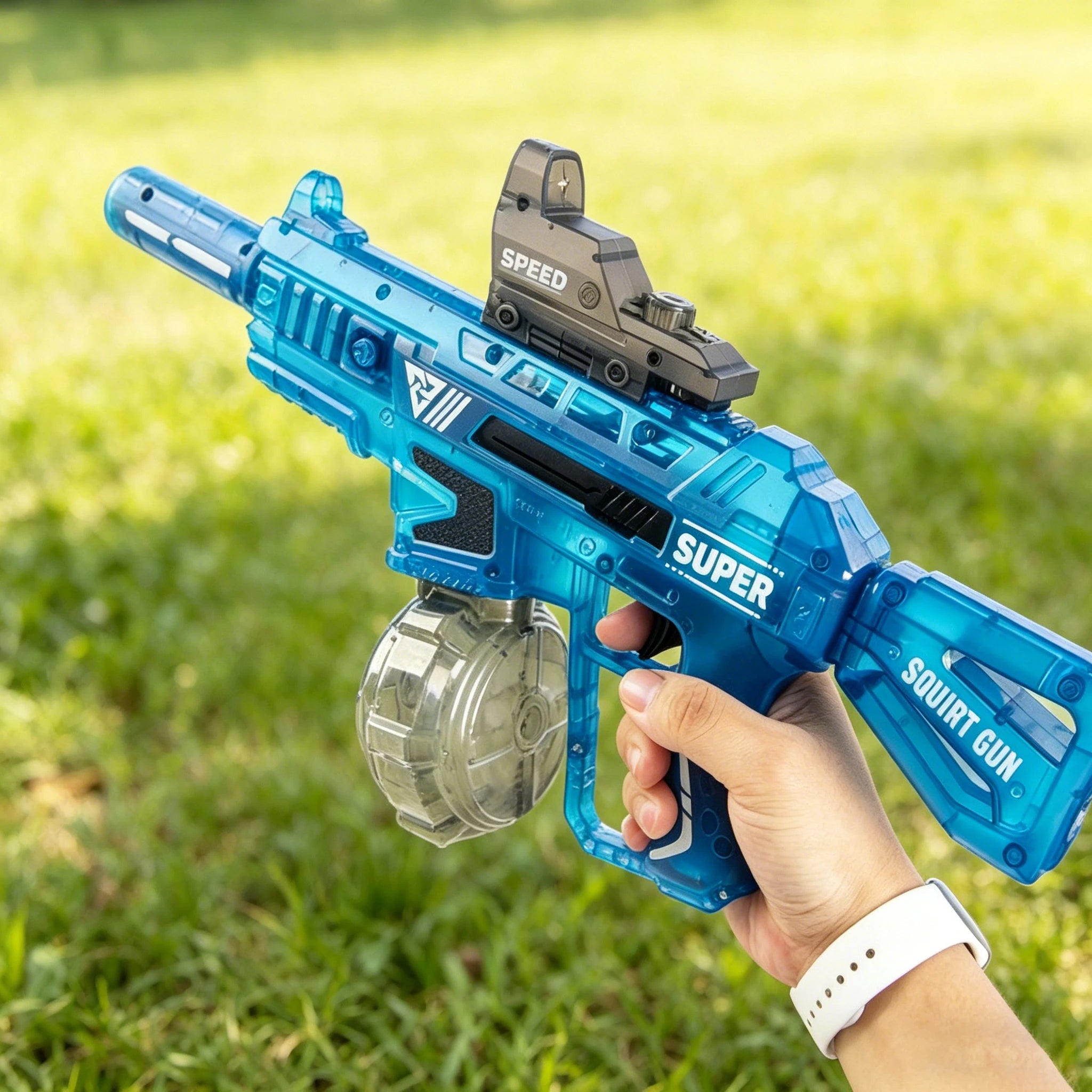 Electric Water Gun With Flame Light Effect High Pressure Rapid Fire Squirt Gun Blaster For Beach Outdoor Water Fighting Play ﻿