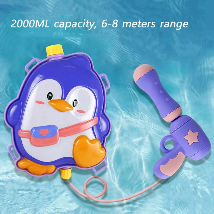 Children's Backpack 2000ml Water Gun Pull Type Large Capacity Storage Summer Funny Parent Interactive Cartoon Backpack Water Gun