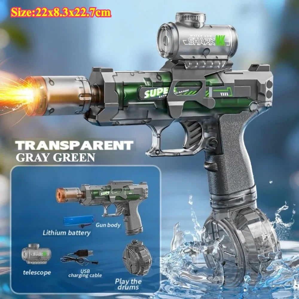 High Pressure Electric Sniper Water Gun Toy with Blowback Action Full Auto Rapid-Fire Summer Fight Games Toy for Kids Gift