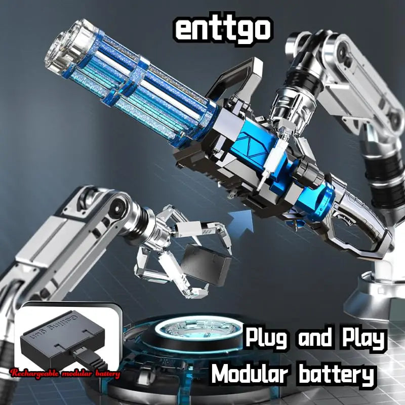 Strongest Electric Gatling Water Gun Toy Rotating Double Barrel With Big Capacity Backpack Outdoor Pool Toy for Kids Adult Gifts