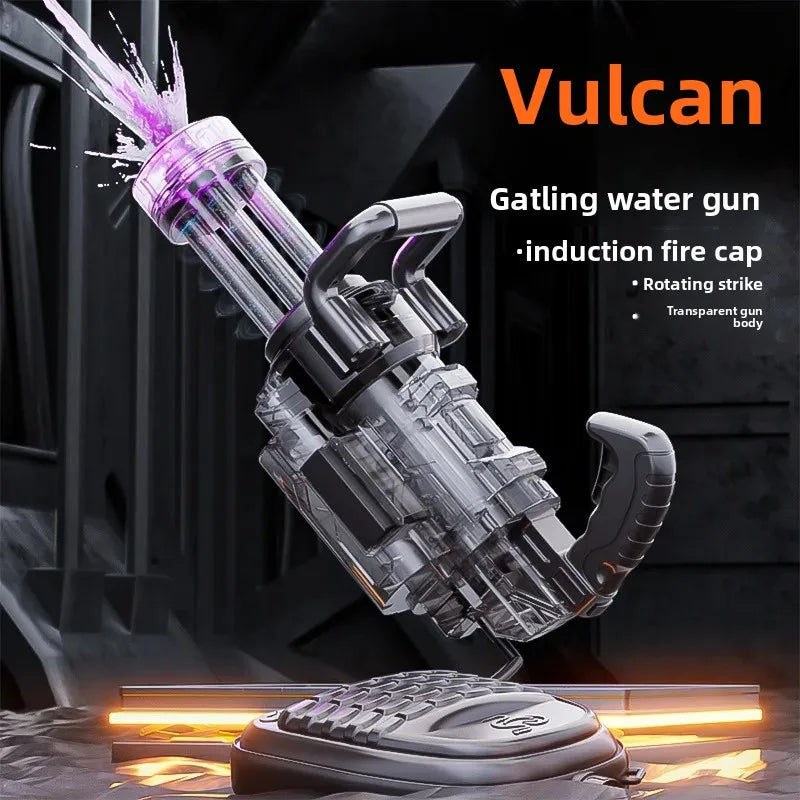 Rotating Gatling Water Gun, High Pressure Large Capacity Backpack Water Blaster for Outdoor Water Fight Children's Toy Gift