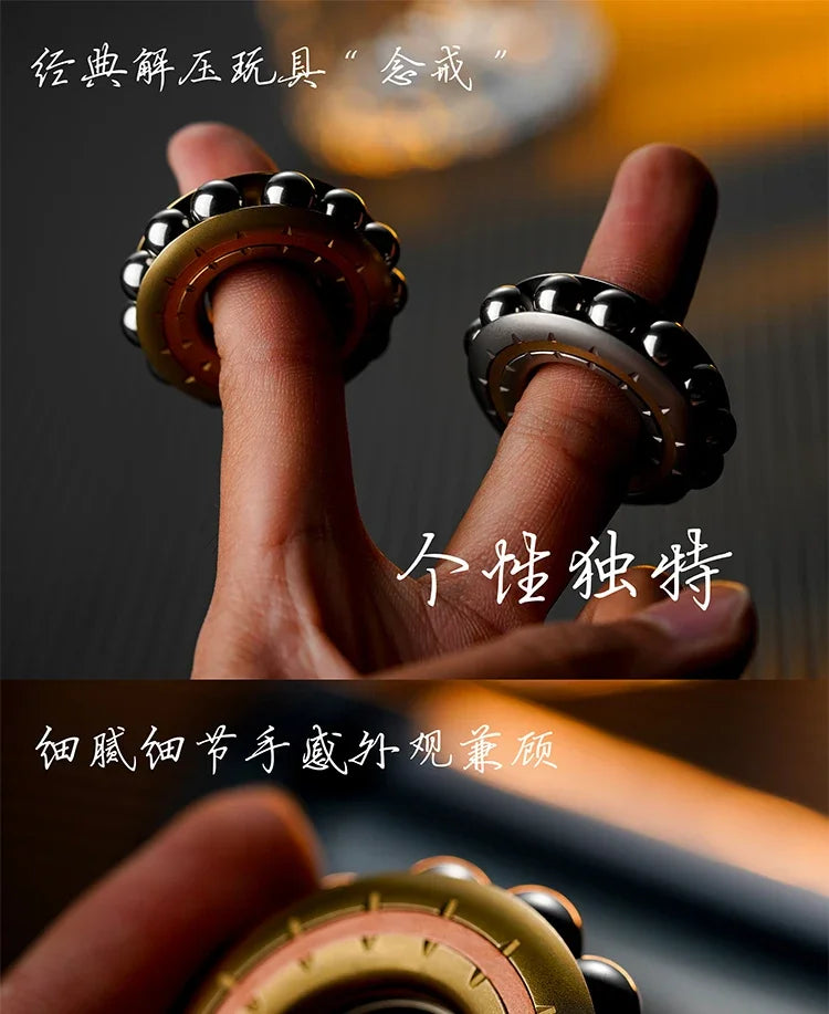 EDC Mechanical Beads Fidget Ring Push Slider Metal Mini Fun Stress Toys Tools