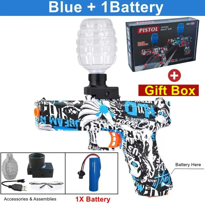 Electric Burst Splatter Blaster Toy Gun Gel Blaster Outdoor Shooting Games Gift for Boy Kids Adults (Bullets Excluded)