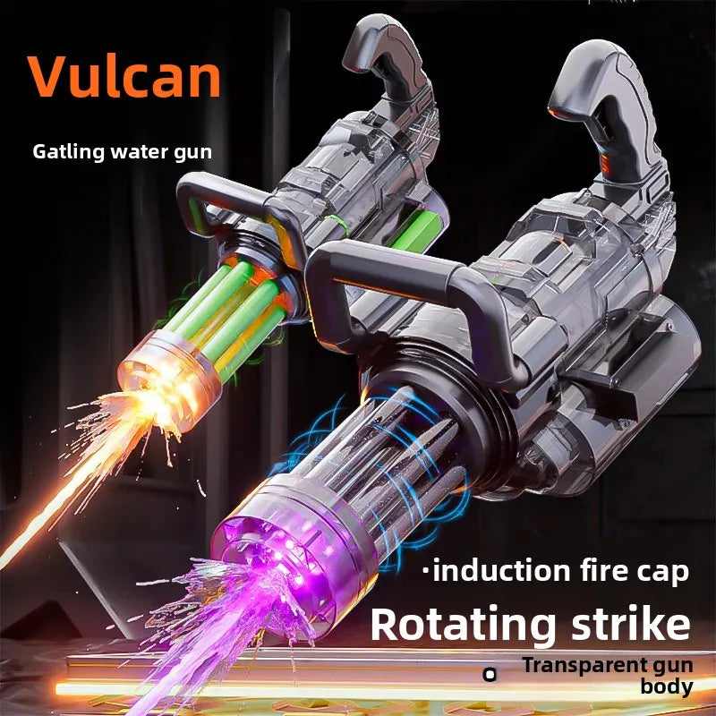 Rotating Gatling Water Gun, High Pressure Large Capacity Backpack Water Blaster for Outdoor Water Fight Children's Toy Gift