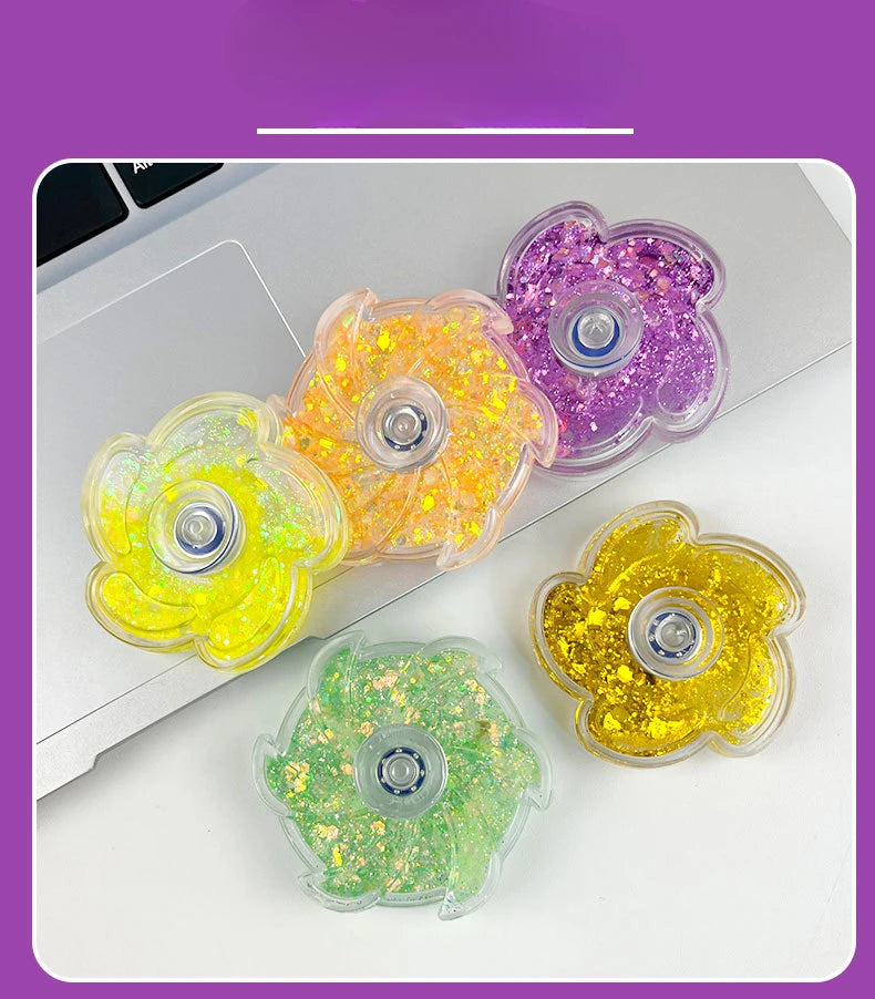 Fidget Spinner Rustling Portable High Rotational Speed Petal-like Spinning Gyro Colorful Sequined Desk Stress Relief Toy Gifts