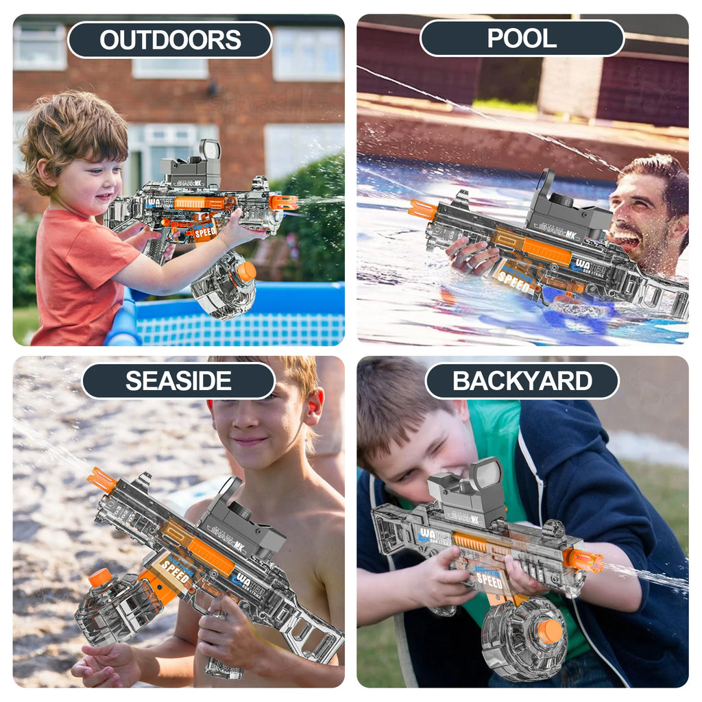 Electric Water Blaster Gun Children Automatic Water Pistol WaterGun with Led Light Summer Outdoor Game Party Toy for Adults Kids