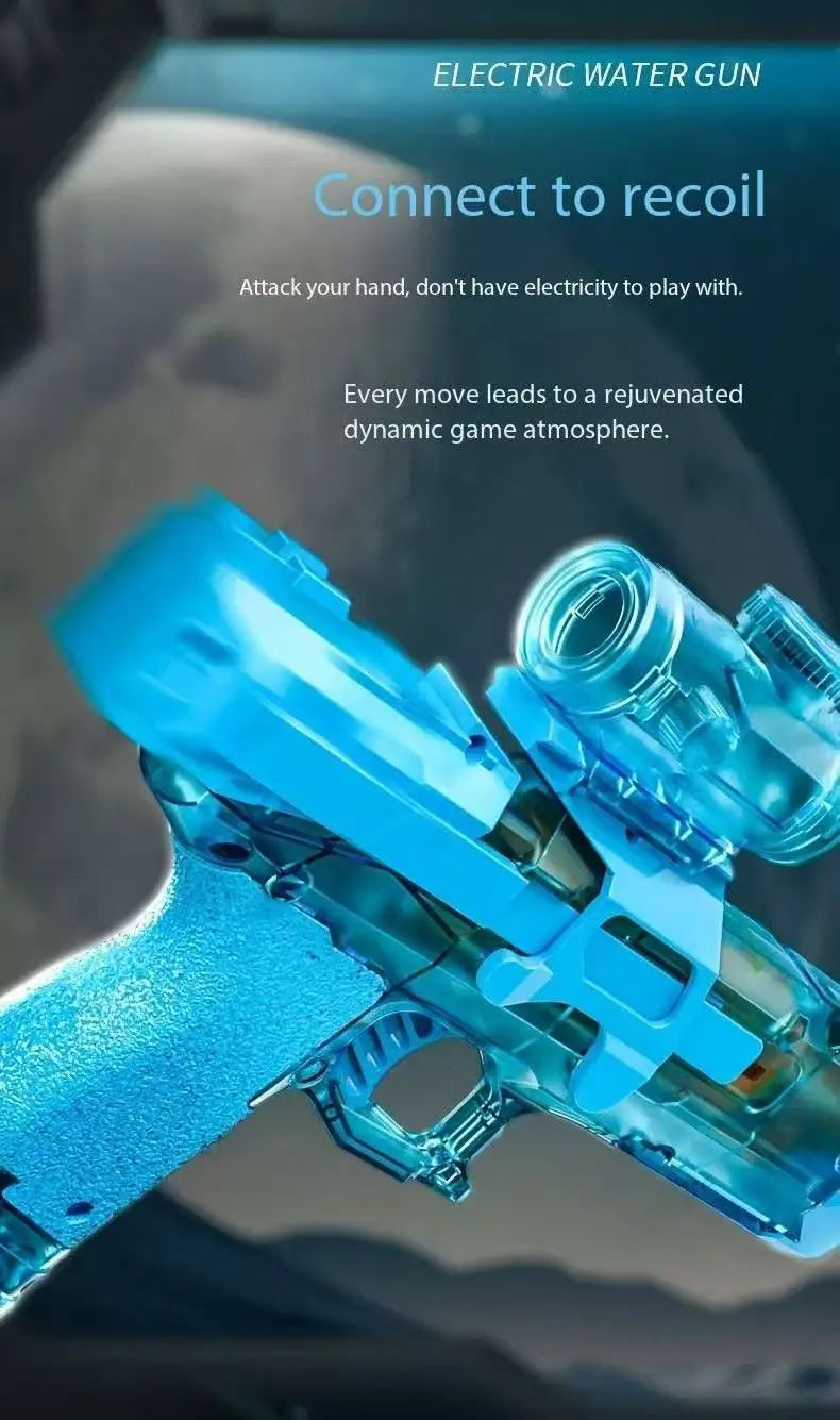 Electric Water Gun With Flame Light Effect High Pressure Rapid Fire Squirt Gun Blaster For Beach Outdoor Water Fighting Play ﻿