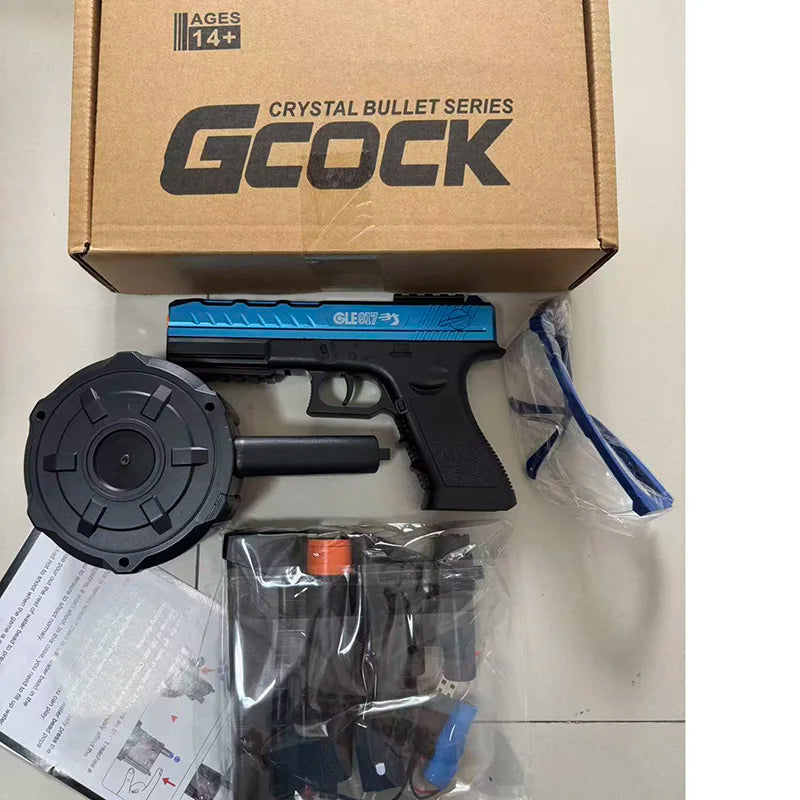 Red Electric Gel Ball Blaster Gun GLE817 - Automatic Ball Toy with Drum Mag, Red Dot & Flashlight for Outdoor Games