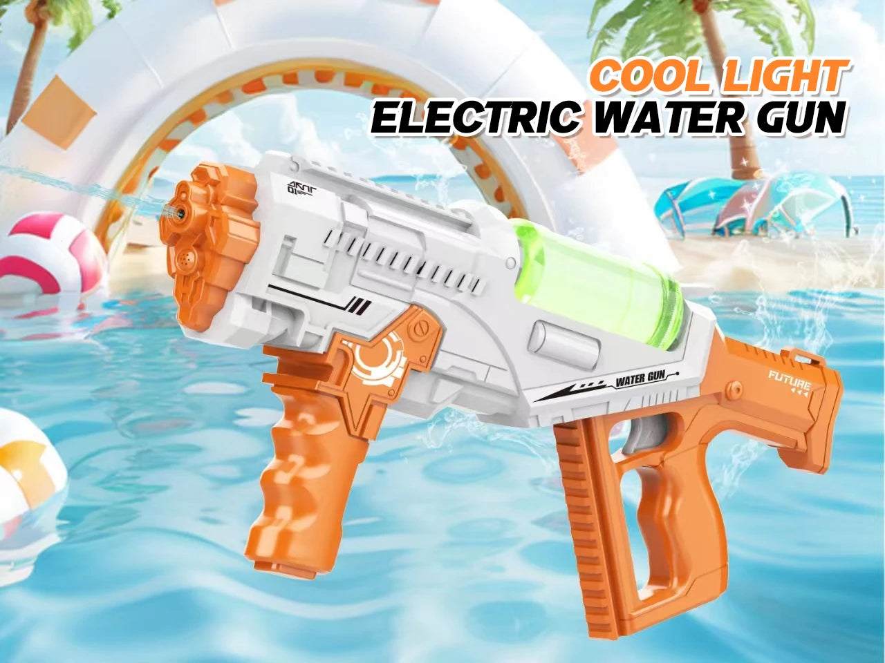 Large Capacity Automatic Water Gun Continuous Firing with Lights Rechargeable Electric Water Guns Beach Party Game Kids Boys Toy