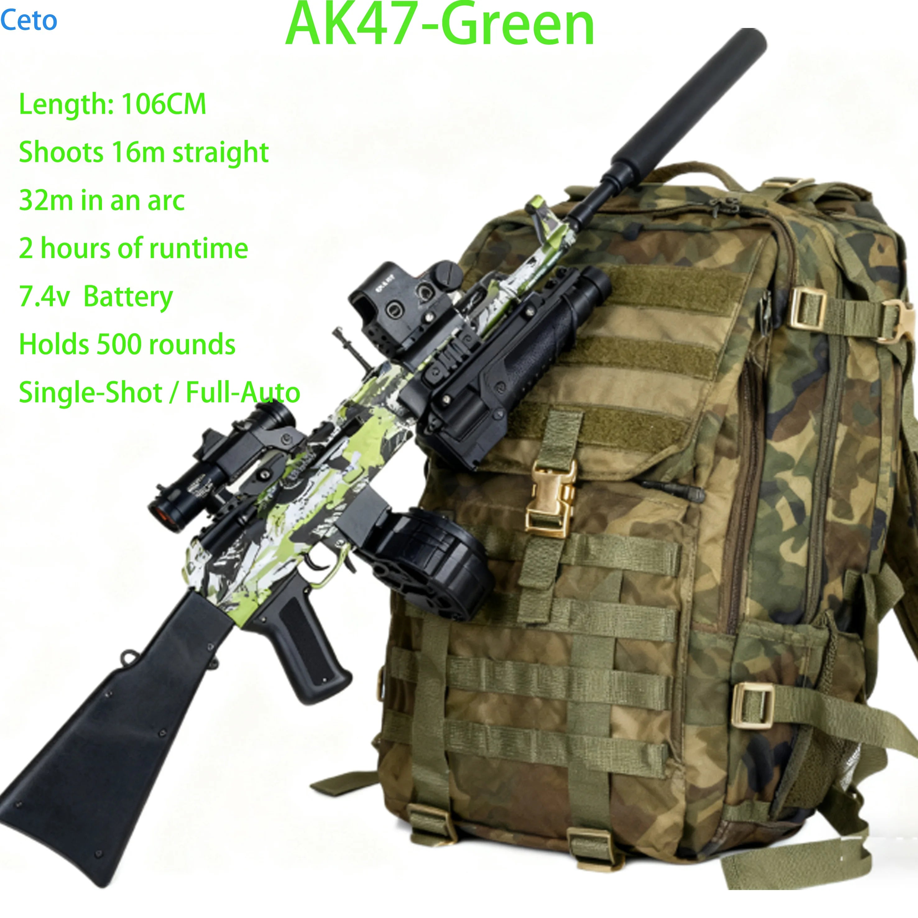 AK47 Gel Blasters Sniper Rifle - 32M Extreme Range, Full Auto Electric Gel Ball Blaster Gun for Adults, Outdoor Shooting Games