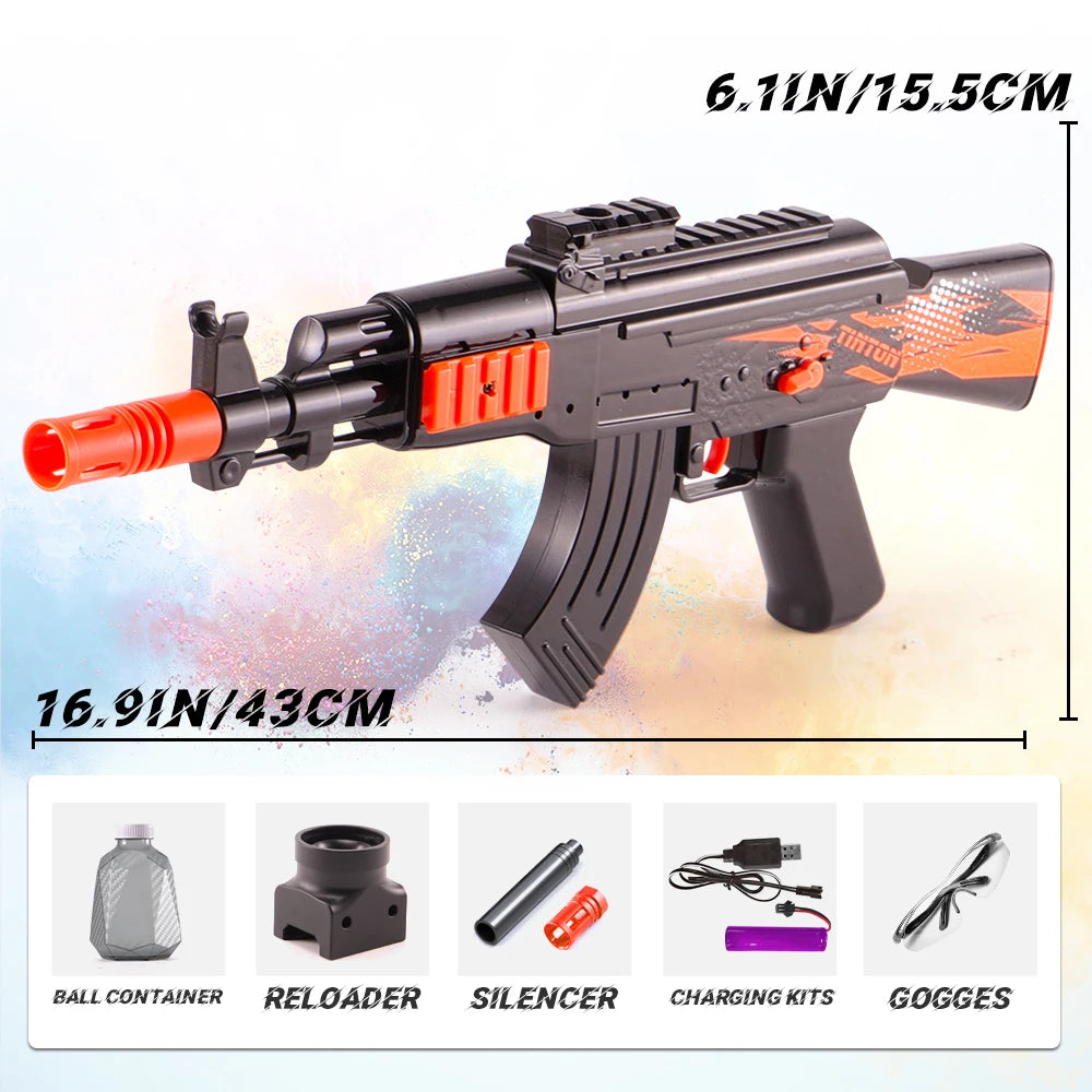 High-Speed AK Electric Ball Blaster - Fun for Kids and Adults, Rechargeable - Ideal for Outdoor Game Parties（No water bombs）