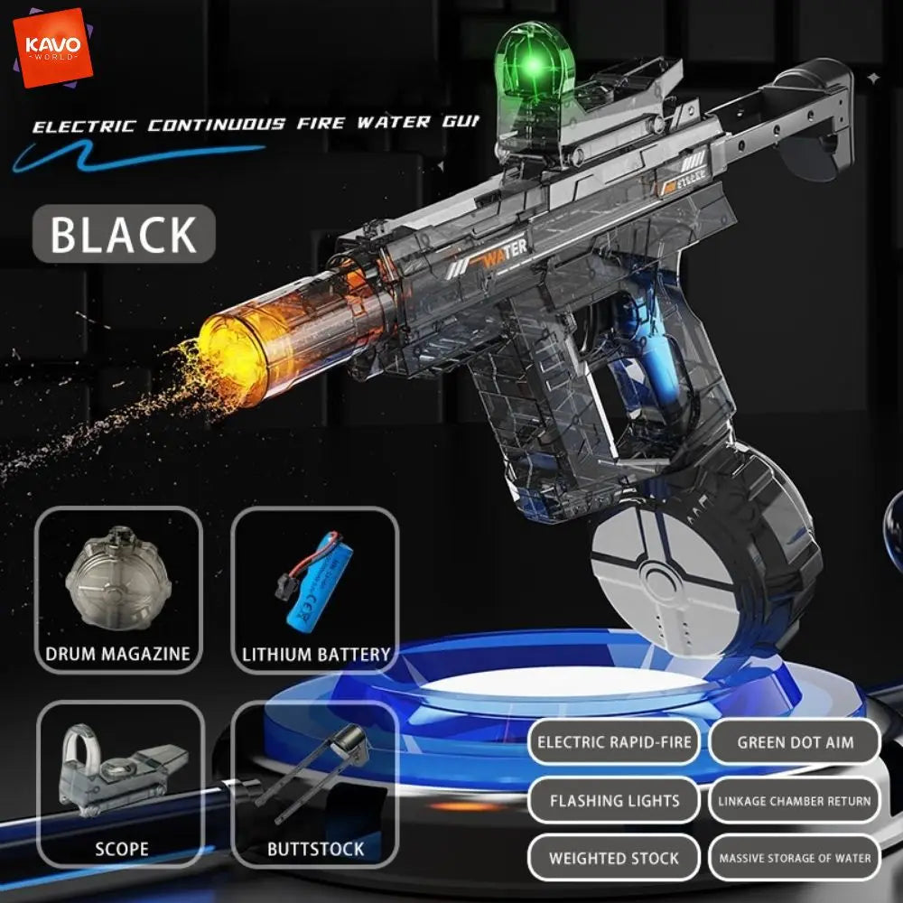 KAVOWORLD Transparent High Pressure Electric Water Blaster High Capacity Rechargeable Water Gun Toy for Kids Beach Pool Party