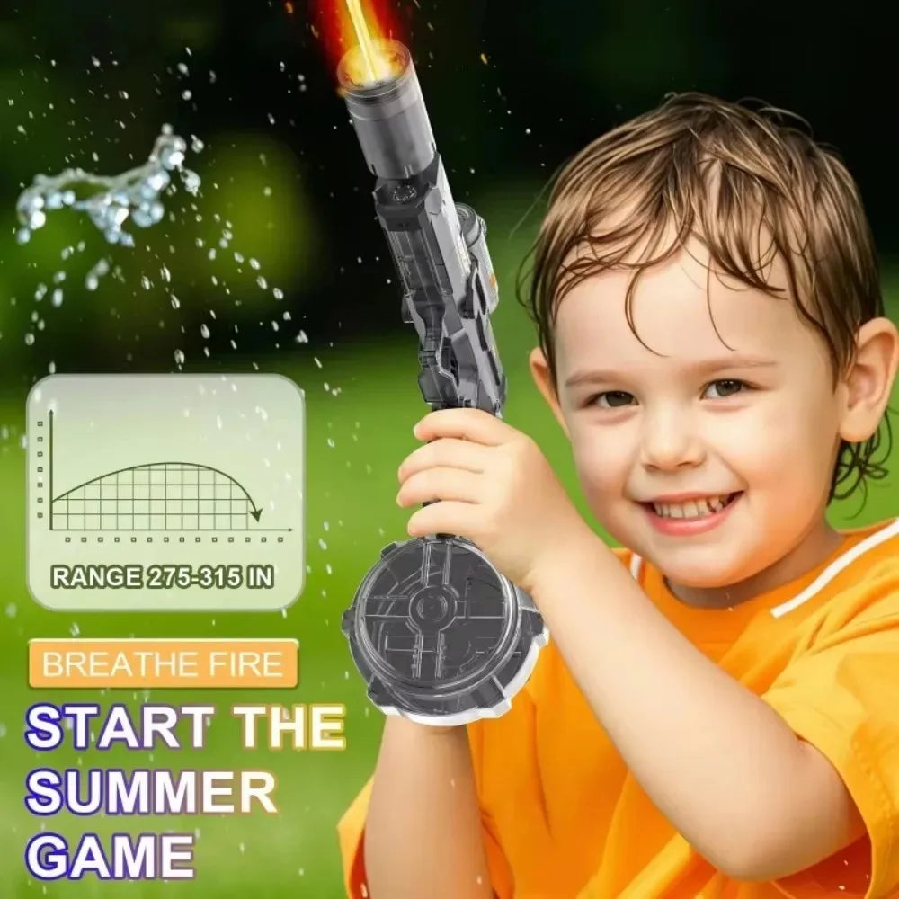 Electric Water Gun Toy Continuous Shooting with Firelight Large Capacity Water Pistol Summer Beach Outdoor Fun Game for Children
