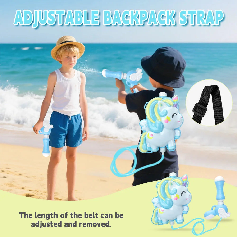 Children's Backpack Water Gun Pull Type Large Capacity Storage Summer Funny Parent Interactive Cartoon Backpack Water Gun