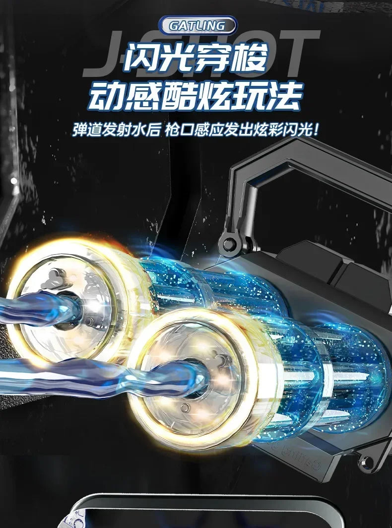 2025 New Electric Gatling Water Cannon Dual Tube Rotating High-Pressure Spray 1000ML Outdoor Summer Water Gun Toy