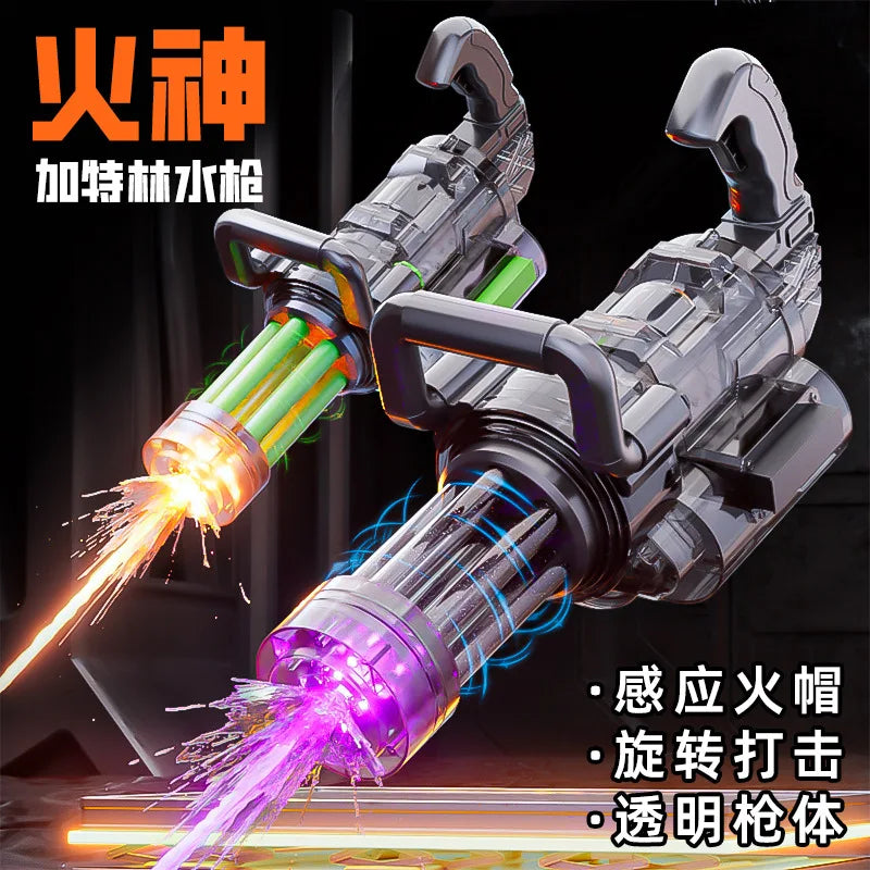 Rotating Gatling Water Gun Large High Pressure Large Capacity Backpack Playing Water Fight Children's Outdoor Toy