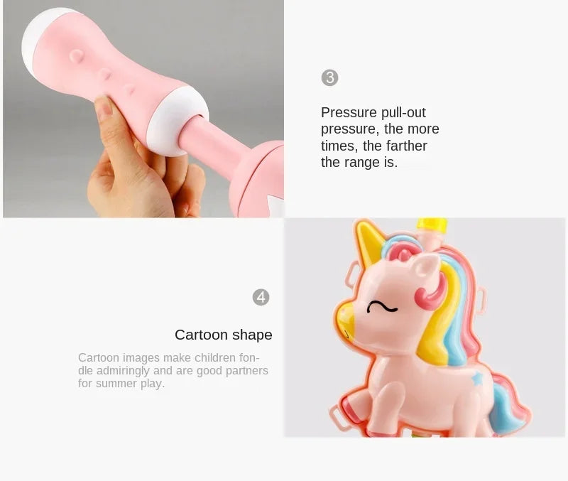 Children's Backpack 2000ml Water Gun Pull Type Large Capacity Storage Summer Funny Parent Interactive Cartoon Backpack Water Gun