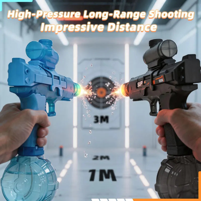 Flame Effect Electric Water Gun, Automatic Bursts Water Blaster with Blowback Action, Summer Pool Beach Water Fight Games Toy