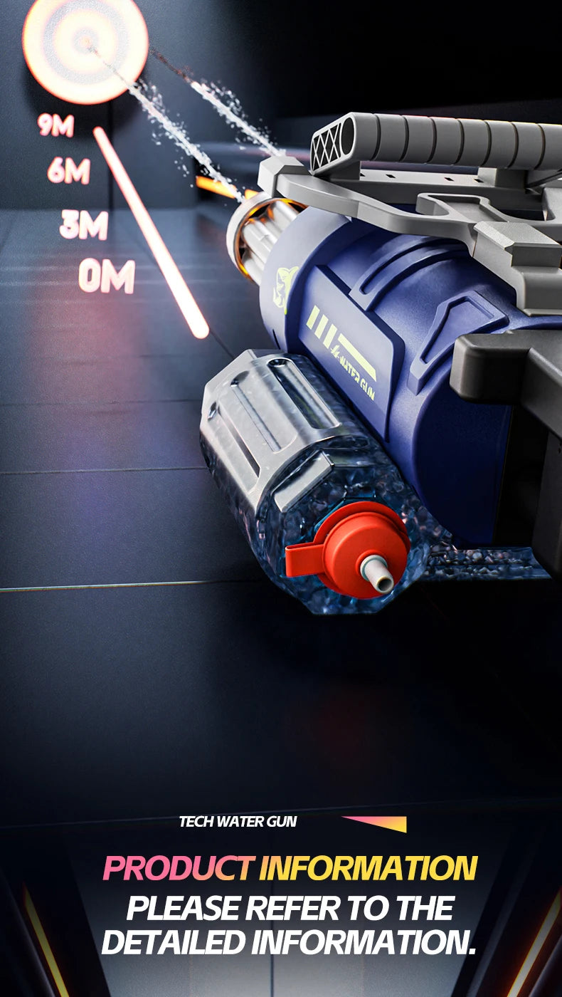 Electric Rotating Water Gun With Bag Double-dazzling Lights Large Capacity Double-nozzle Burst Water Gun Kids Toys Outdoor Game