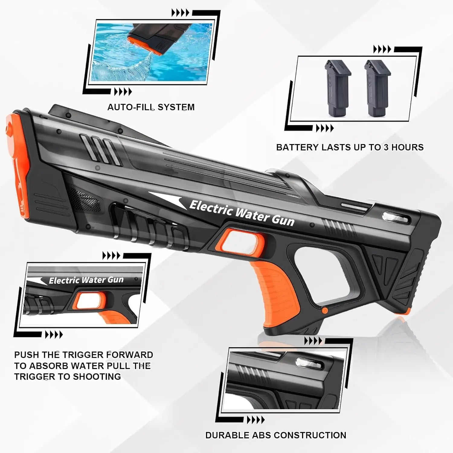 Electric Water Gun Toys Auto Suction Water Guns for Adults Squirt Guns Battery Powered Automatic Water Blasts Party Toy