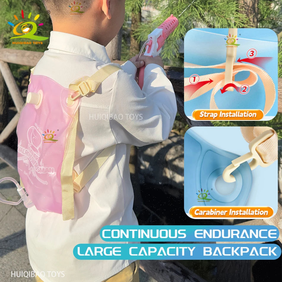 Summer Electric Backpack Automatic Revolver Water Gun Fights Toy Water Absorbing Guns Outdoor Beach Swimming Pool Toys for child