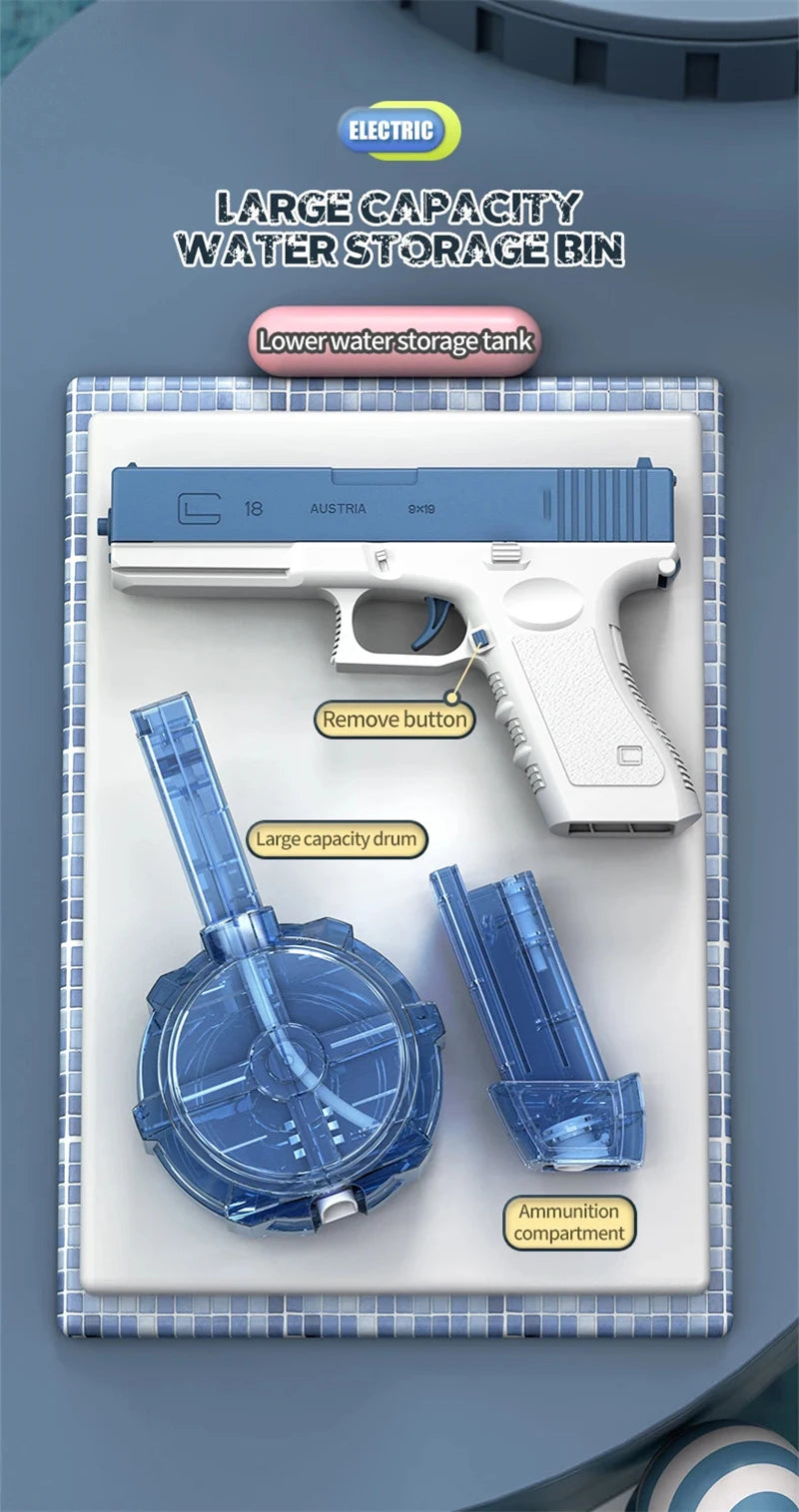 Electric Water Gun With Two Water Tank Automatic High-Power Water Blaster For Child Outdoor Games Summer Water Spray Gun Toys