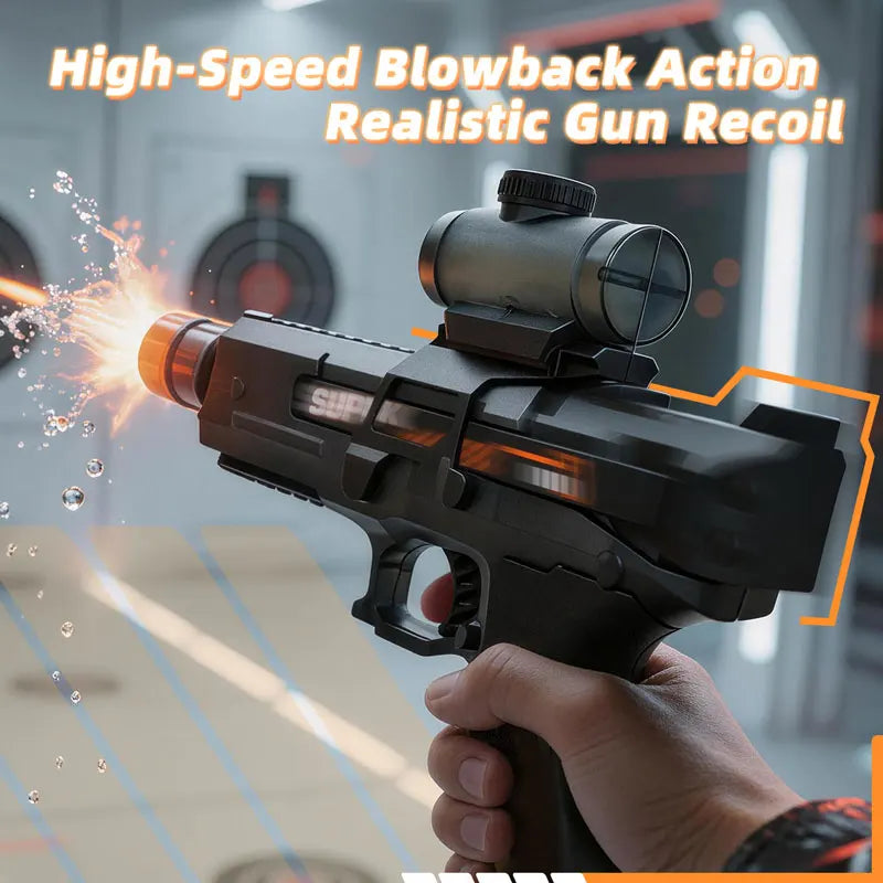 Flame Effect Electric Water Gun, Automatic Bursts Water Blaster with Blowback Action, Summer Pool Beach Water Fight Games Toy