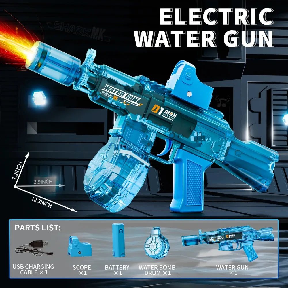 Electric Water Gun Water Blaster High Capacity Long Range Summer Outdoor Beach Water Fight Toy for Kids Boys Birthday Gift
