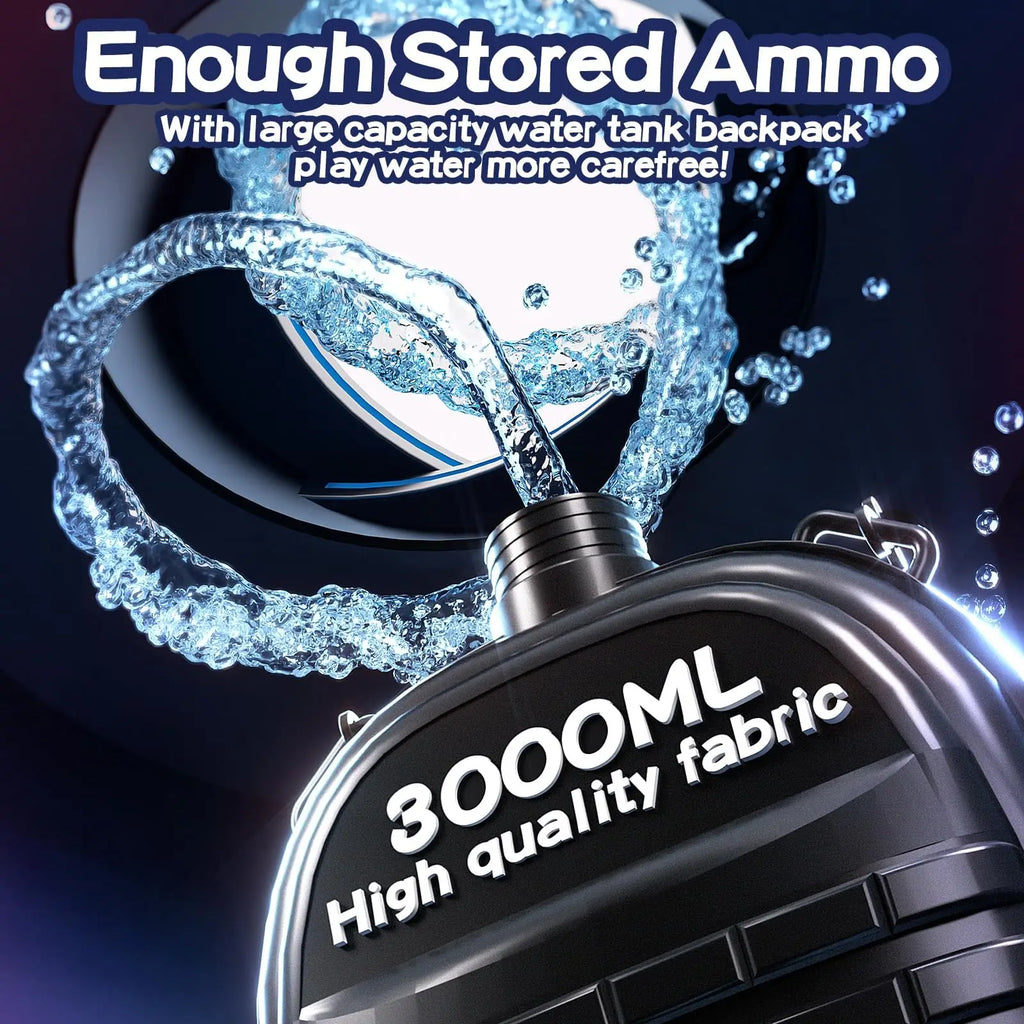 Strongest Electric Gatling Water Gun Toy Rotating Double Barrel With Big Capacity Backpack Outdoor Pool Toy for Kids Adult Gifts