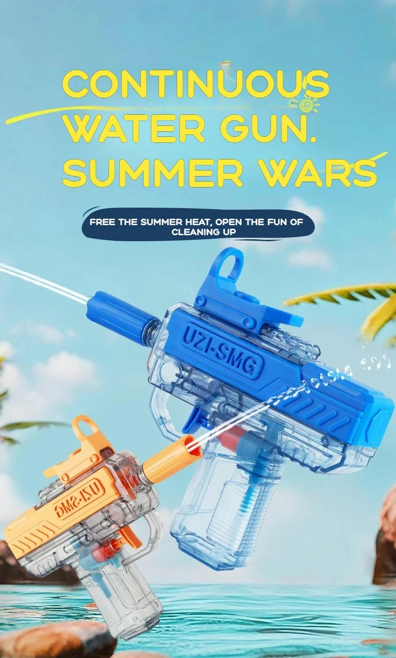Summer UZI Water Gun non Electric Pistol High-pressure Full Automatic Shooting Water Beach Toy Gun For kid Adult birthday presen