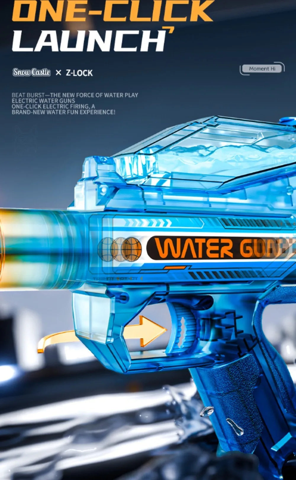Electric Submachine Water Blaster Full Automatic Continuous Shooting Long Range Design for Summer Water Battles and Pool Fun