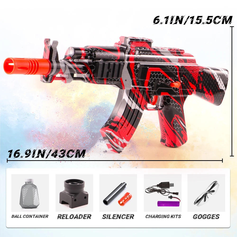 High-Speed AK Electric Ball Blaster - Fun for Kids and Adults, Rechargeable - Ideal for Outdoor Game Parties（No water bombs）
