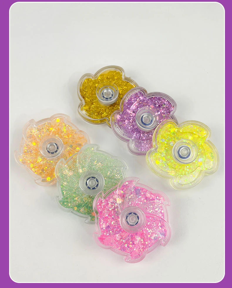 Fidget Spinner Rustling Portable High Rotational Speed Petal-like Spinning Gyro Colorful Sequined Desk Stress Relief Toy Gifts