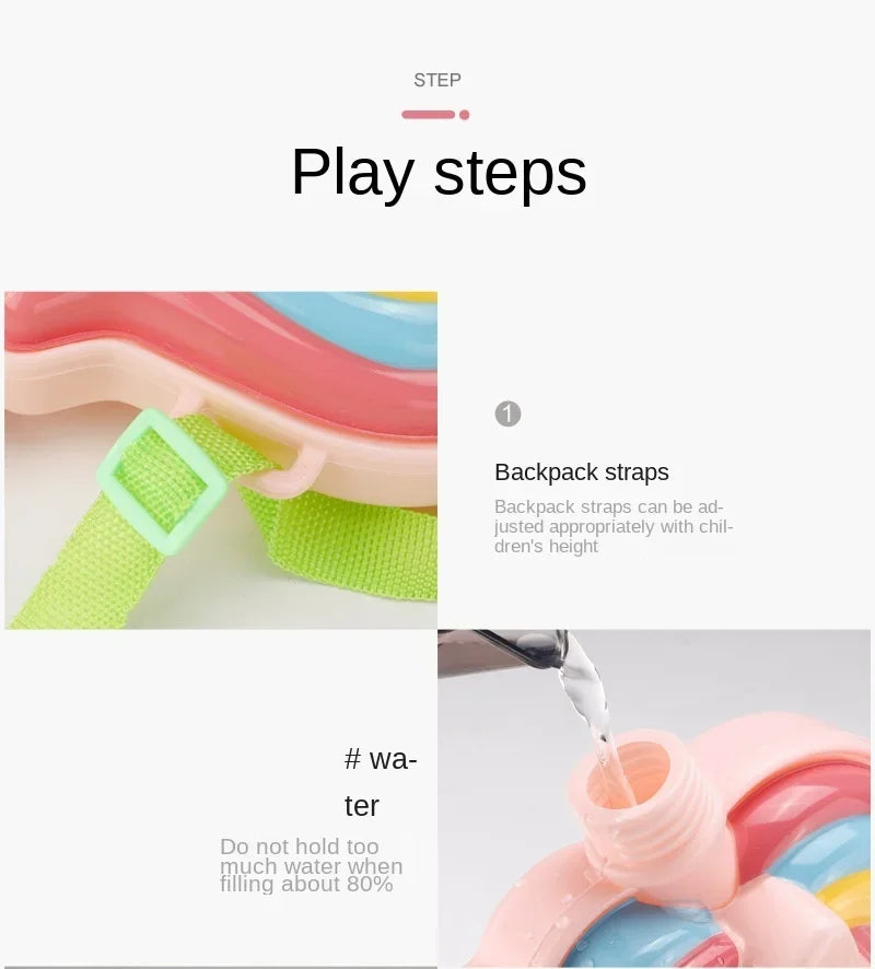 Children's Backpack 2000ml Water Gun Pull Type Large Capacity Storage Summer Funny Parent Interactive Cartoon Backpack Water Gun