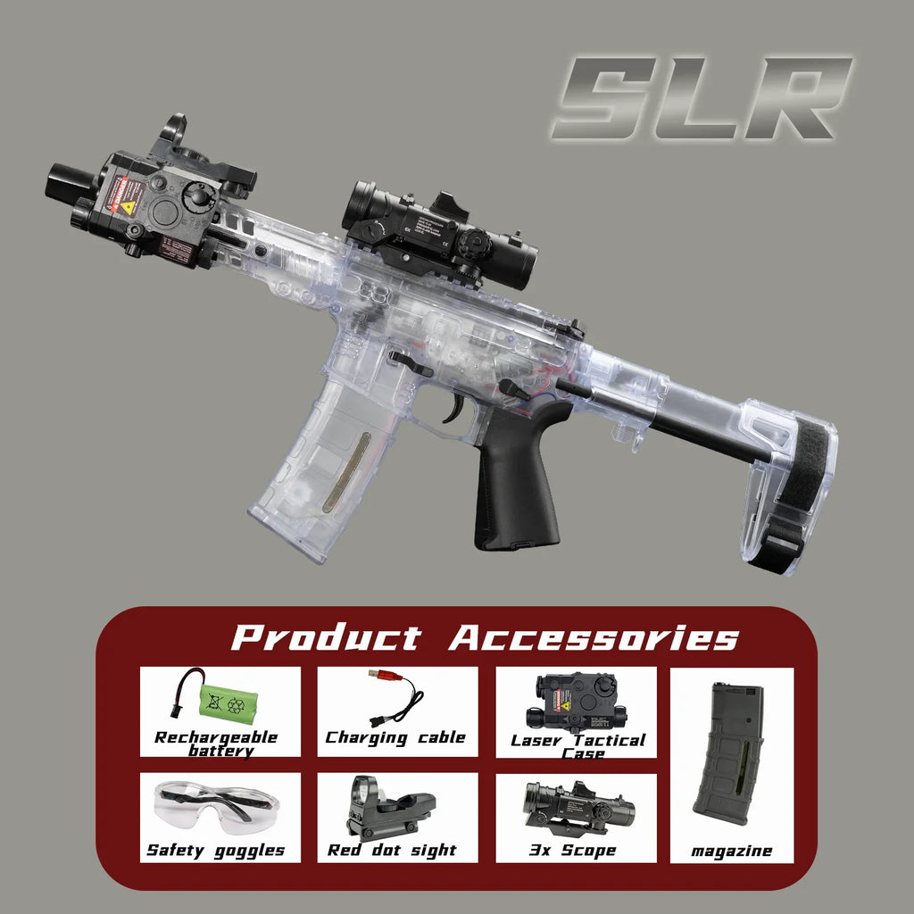 SLR Nylon Electric Gel Ball Blasting Toy Gun, Automatic Splash Ball Blaster, Suitable for Outdoor Shooting Games [No Bullets]