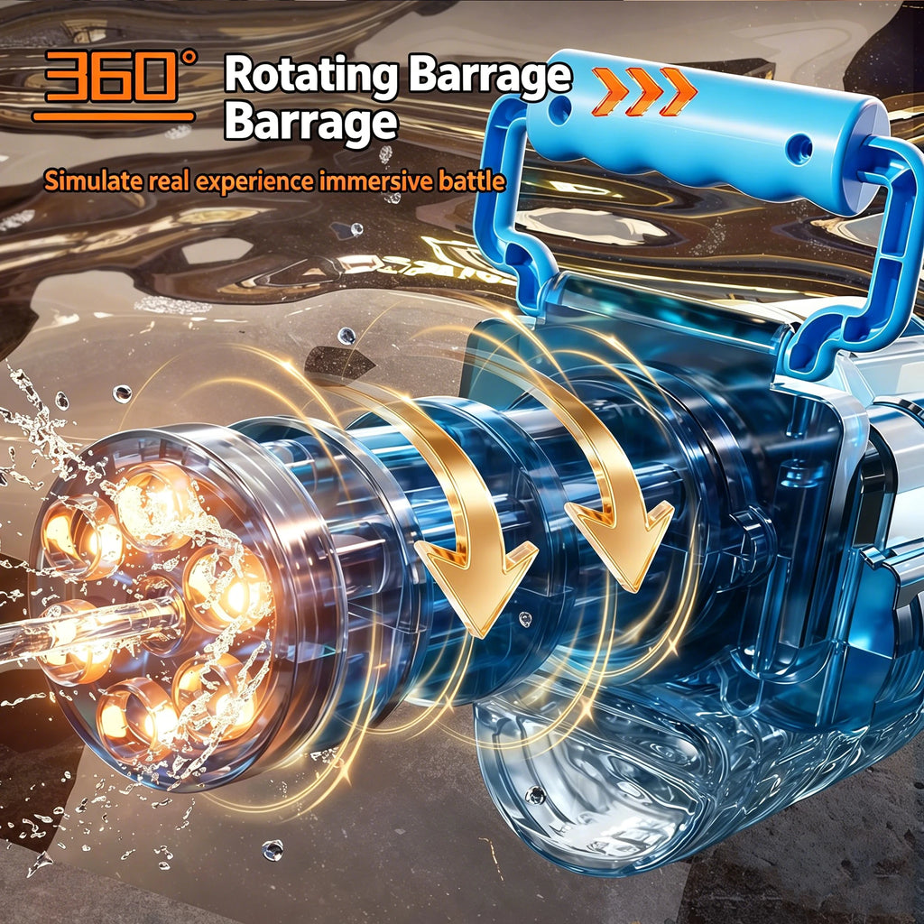 u Auto Gatling Water Cannon Rotating High-Pressure Large Capacity Gatling Water Gun Toy Adults Outdoor Summer Fun Play Kid Gifts