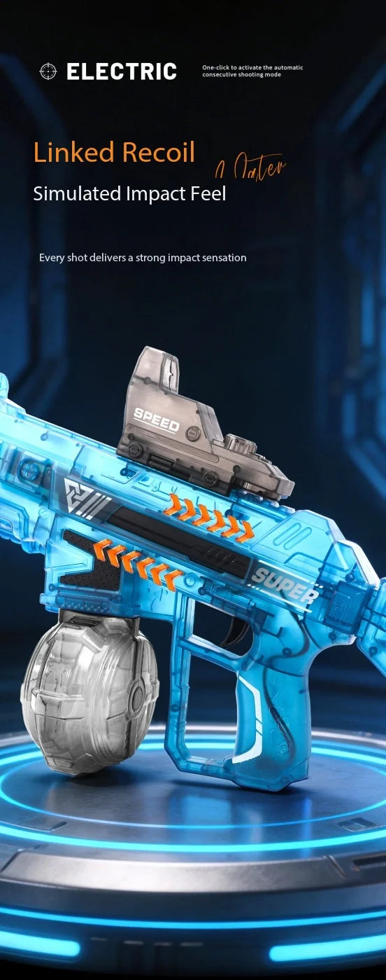 Electric Water Gun With Flame Light Effect High Pressure Rapid Fire Squirt Gun Blaster For Beach Outdoor Water Fighting Play ﻿