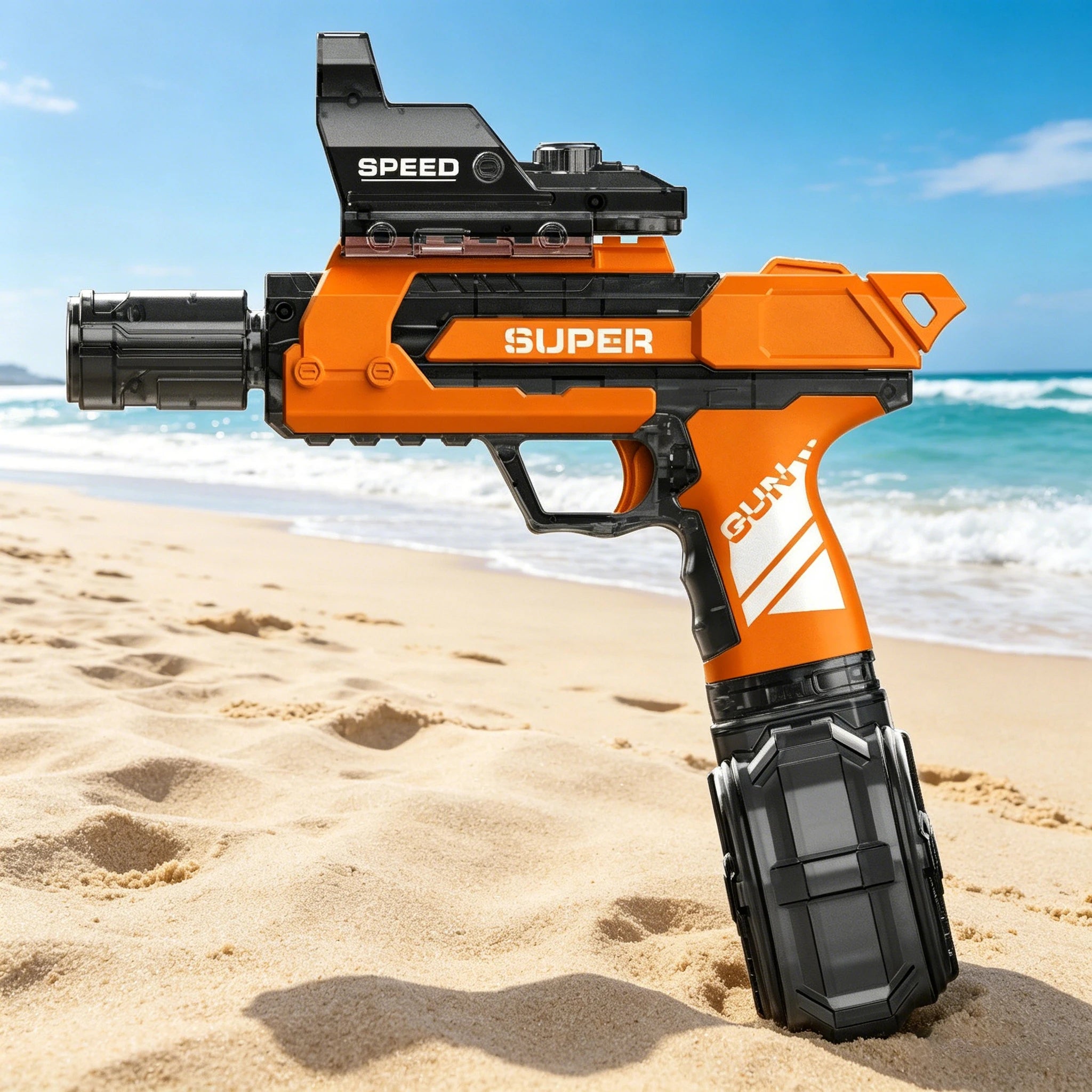 Electric Water Gun With Flame Light Effect High Pressure Rapid Fire Squirt Gun Blaster For Beach Outdoor Water Fighting Play ﻿