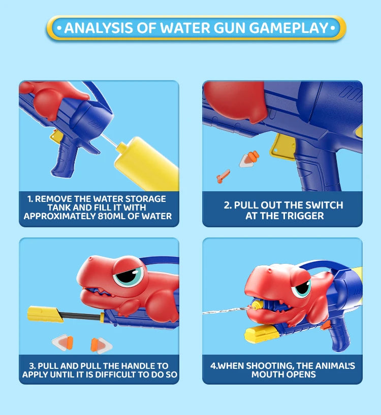 Children's Toy Water Spray Gun Boy Water Gun Water Fight Dinosaur Water Gun Girl Beach Water Toy Holiday Gift
