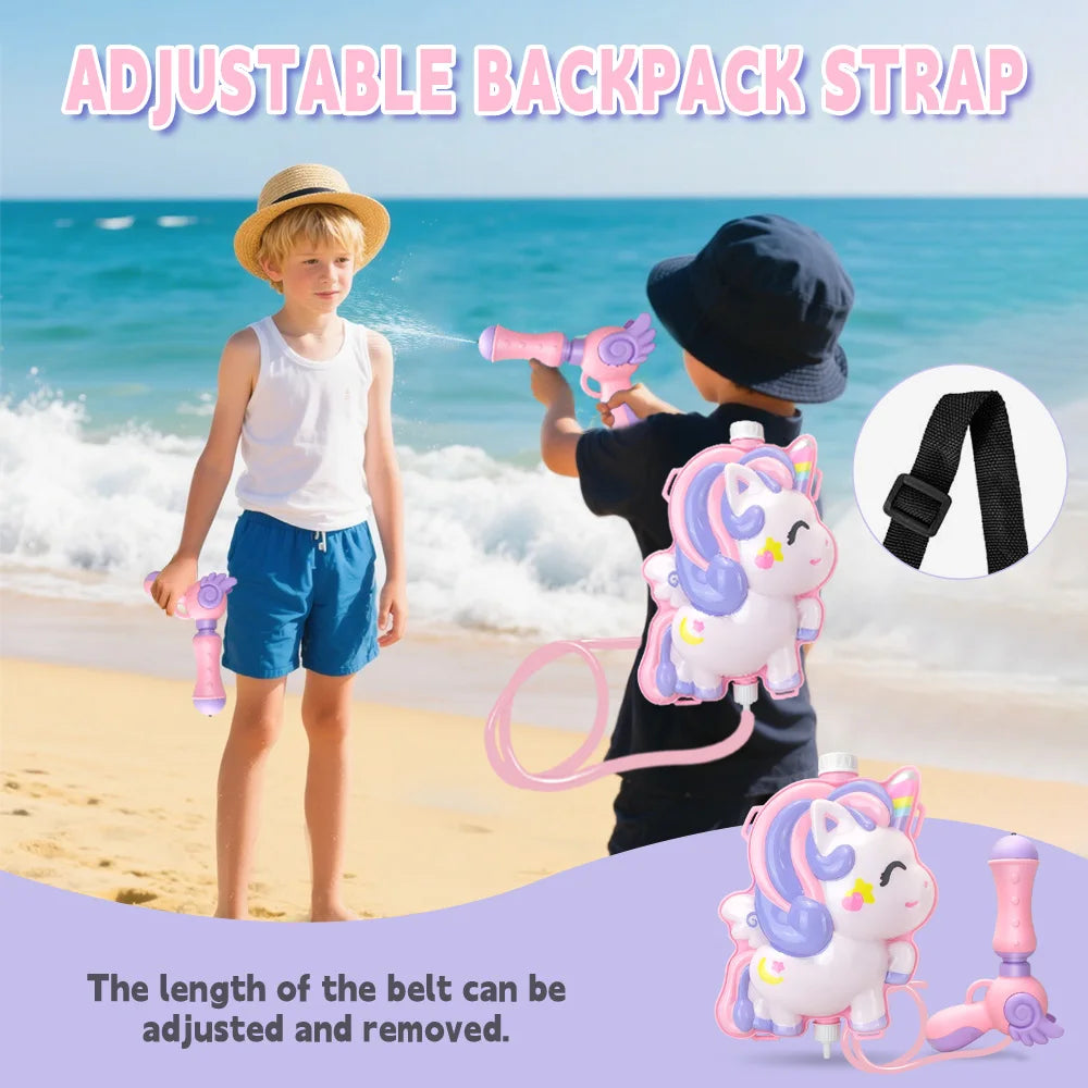 Children's Backpack Water Gun Pull Type Large Capacity Storage Summer Funny Parent Interactive Cartoon Backpack Water Gun