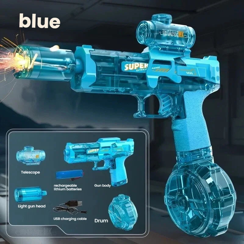 Electric Water Gun Toy With LED Light Large Capacity High Speed Continuous Firing Water Gun Kids Outdoor Pool Battle Game